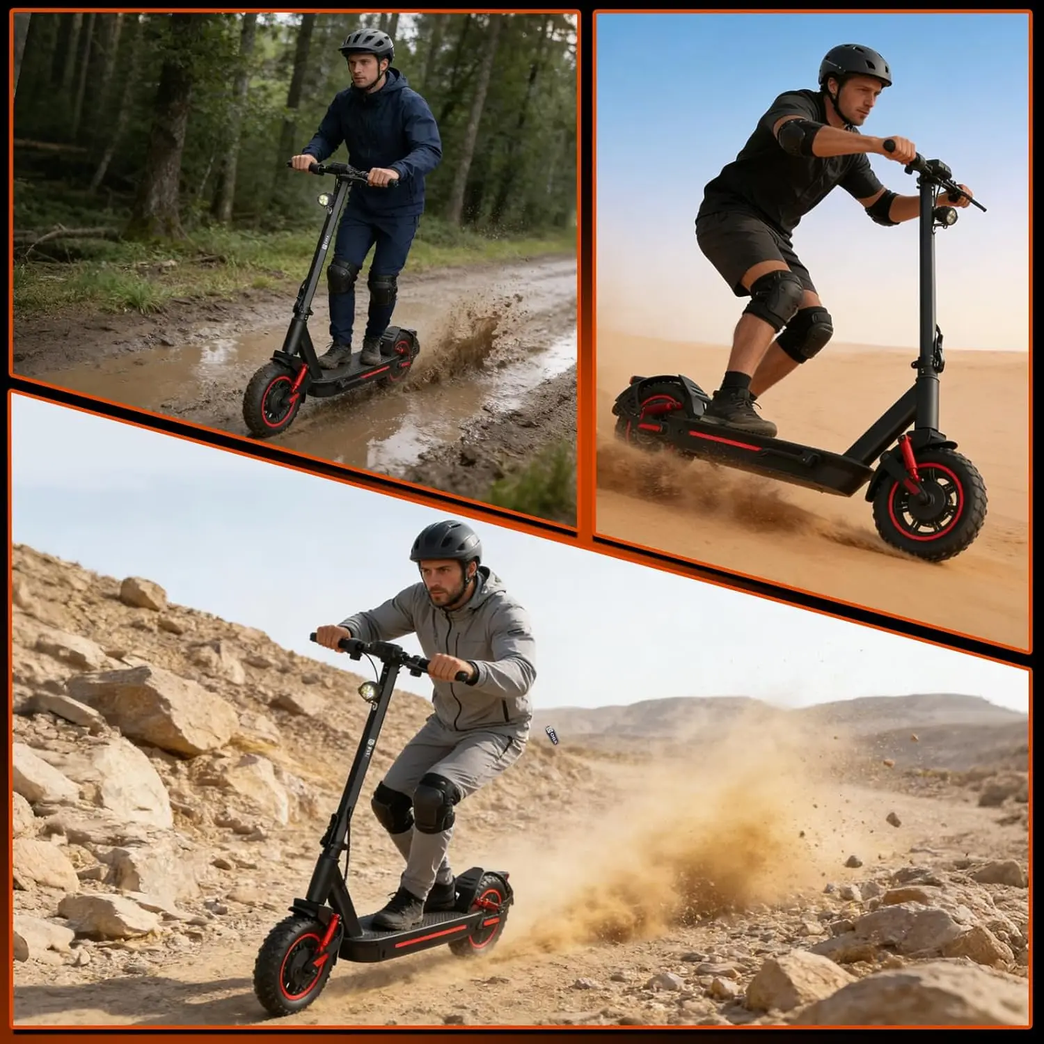1200W Off-Road Electric Scooter for Adults 48V Long Range 30mph Fast Speed 10'' Pneumatic Tire Foldable Dual Suspensions Scooter - view 6