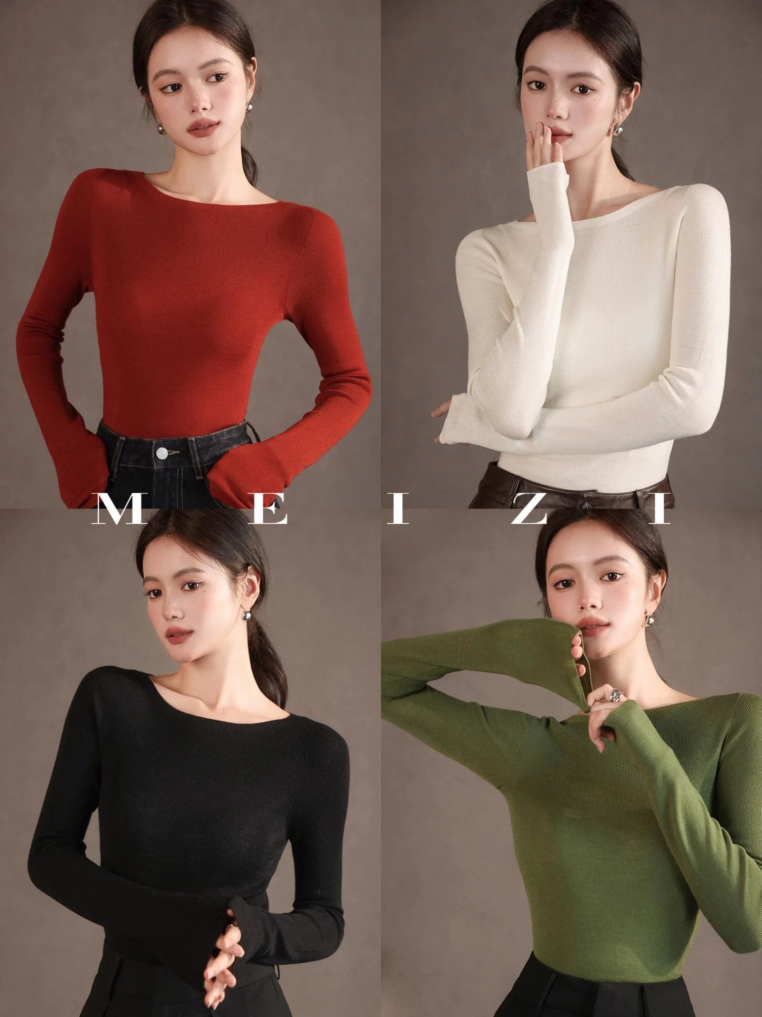 

Beautiful Merino Wool round Ne Base irt Sl Knitted Top Women's hine Waable Casual Sle Slim Fit Long Sve