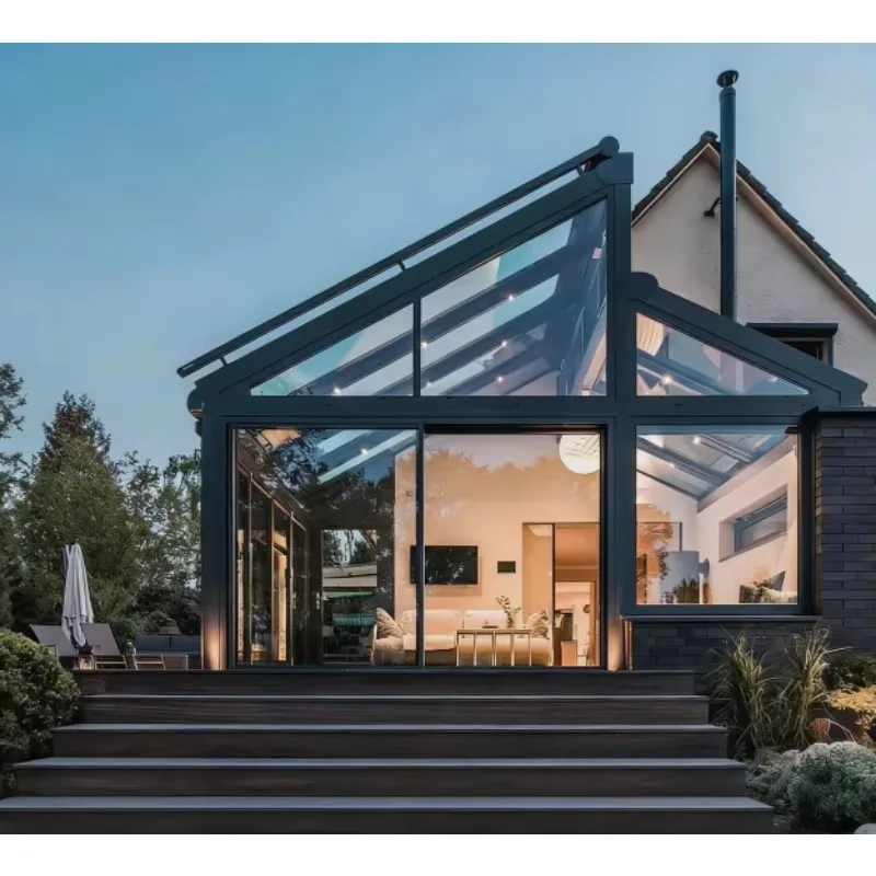 High Quality Aluminum Alloy Glass Sunroom Outdoor Sun House Double Glazed Conservatory Soundproof for Villa Terrace Balcony