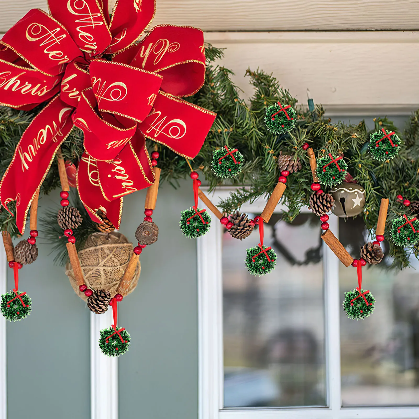 

5Pcs Miniature Christmas Wreath Festive Room Decoration Desktop Holiday DIY Craft Hanging Accessory