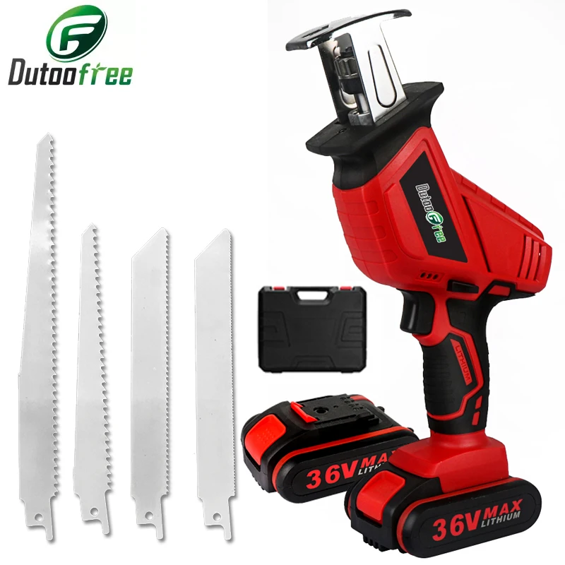 

36VF Cordless Reciprocating Saw Saber Saw Portable Electric Saw for Wood Metal Plasitic Pipe Cutting Power Saw Tool 4PCS Blade