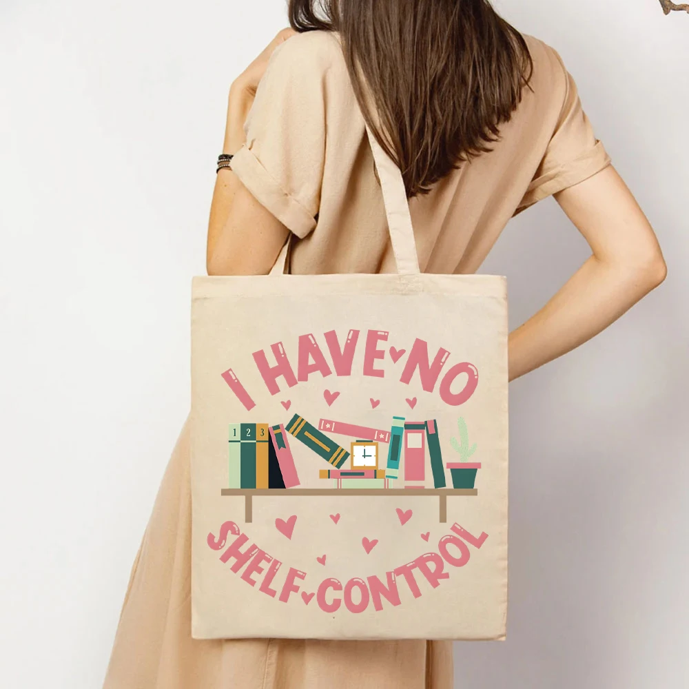 I Have No Shelf Control Tote Bags Bookworm Gift Tote Bag's Librarian Book Lover Women's Handbags Reading Teacher Women's Hadbags