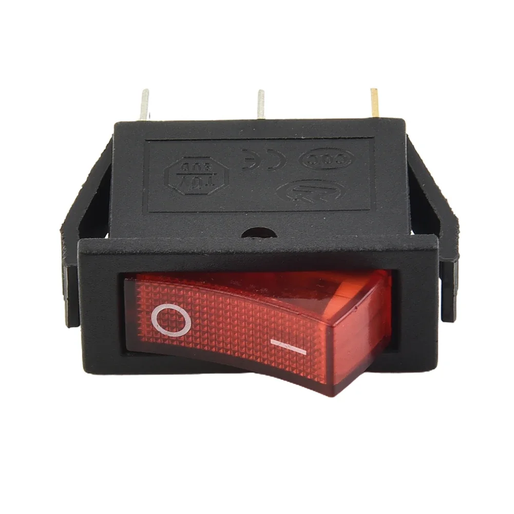 Tools Red With Light On-Off 3pin 1 Piece ON-OFF 3Pin Plastic 15A 250V Easily Installed SPST With Push-In Terminals