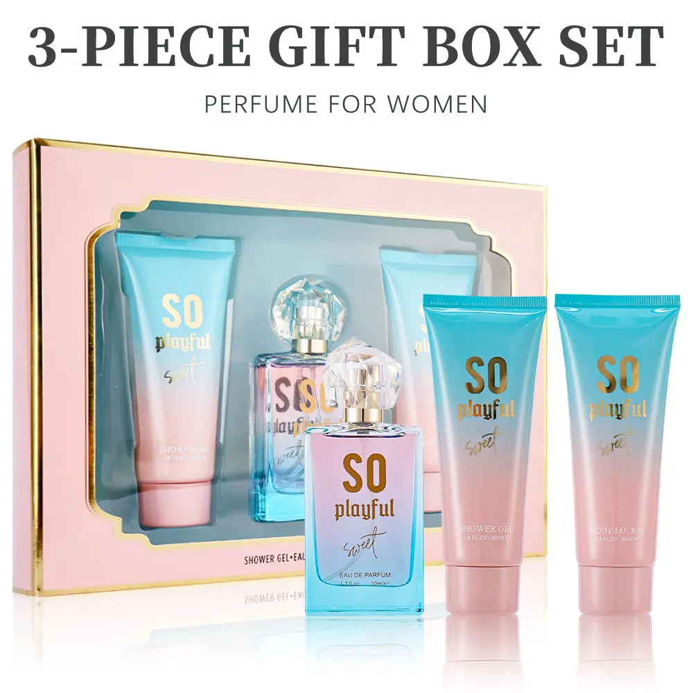 Bath and Body Gift Set for Women & Girls 1.7fl.oz Eau de Parfum Spray 2.8fl.oz Shower Gel 2.8fl.oz Body Lotion Women's Fragrance