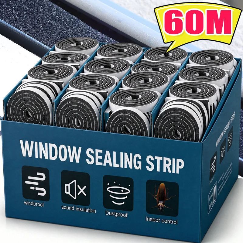 2M/Roll Self Adhesive Foam Sealing Tape Anti Collision Sponge Strip Windproof Dustproof Insulation Gap Filler for Door Window