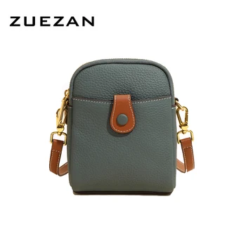 2 Rits Compartimenten, Vrouwen Echt Lederen Schoudertas, Togo Leer, 100% Echte Koe Huid Cross Body Tas, Q009