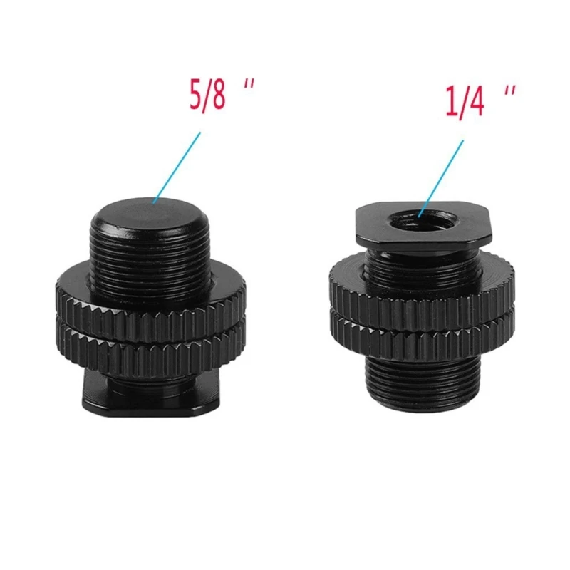 Double Nut Cold Shoe Mount 5/8 to 1/4 Screw Holder for Action DSLR Camera 83CF
