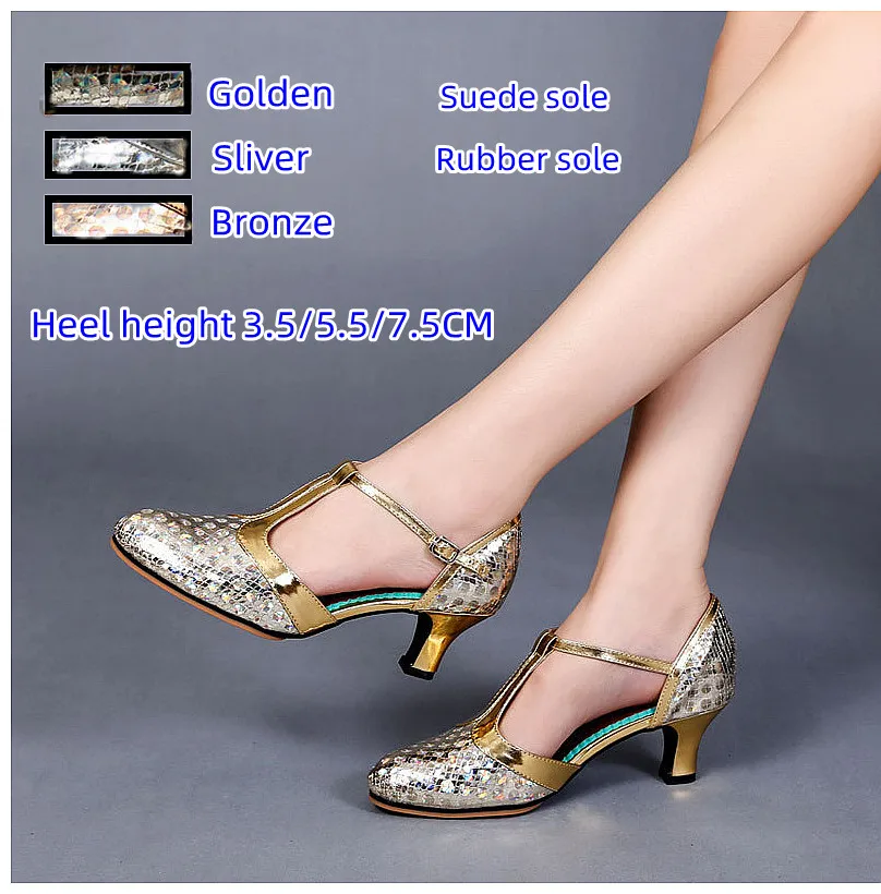 Brand New Dance Shoes For Women T Strap Closed Toe Modern Dance Shoes Salsa Ballroom Tango Latin Shoes For Girls Ladies Women