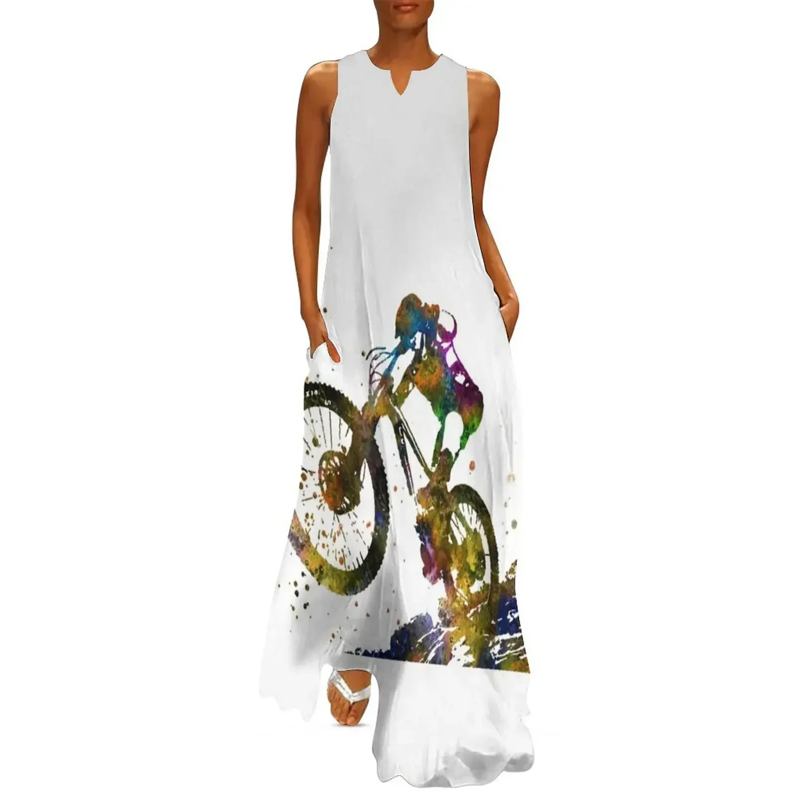 

Mountain biking, mountain bike, sport Long Dress Dress for pregnant women Women's long dress womans clothing