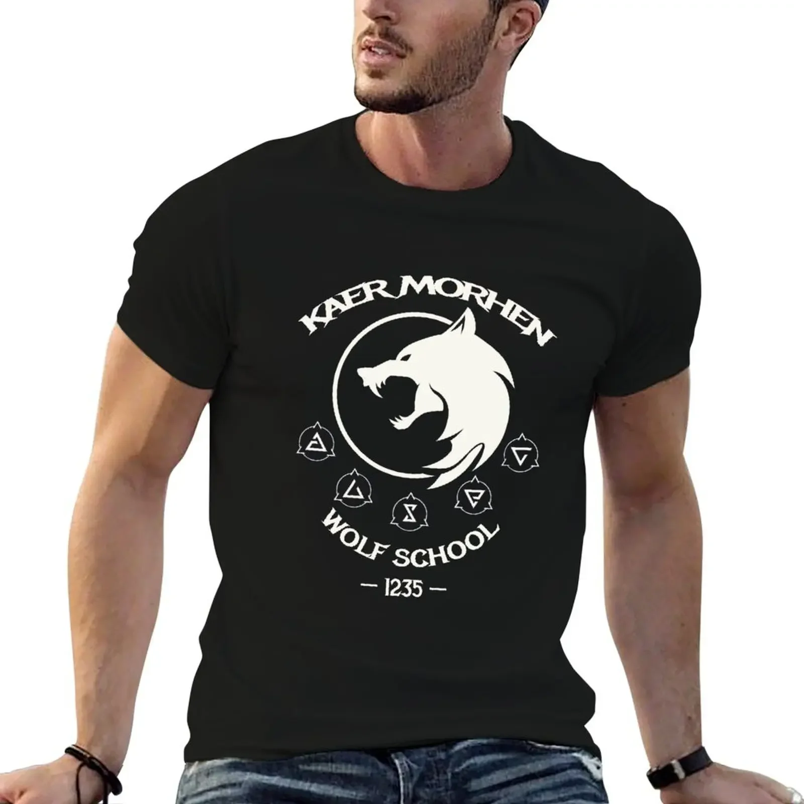 KAER MORHEN WOLF SCHOOL T-Shirt heavyweights blue archive shirts graphic tee men t shirt