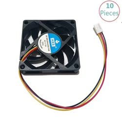 10Pcs Black 6cm or 7cm 3pin12V 60mm 70mm 15mm 6015 7015 Brushless DC Fan PC Cooling Cooler Fan