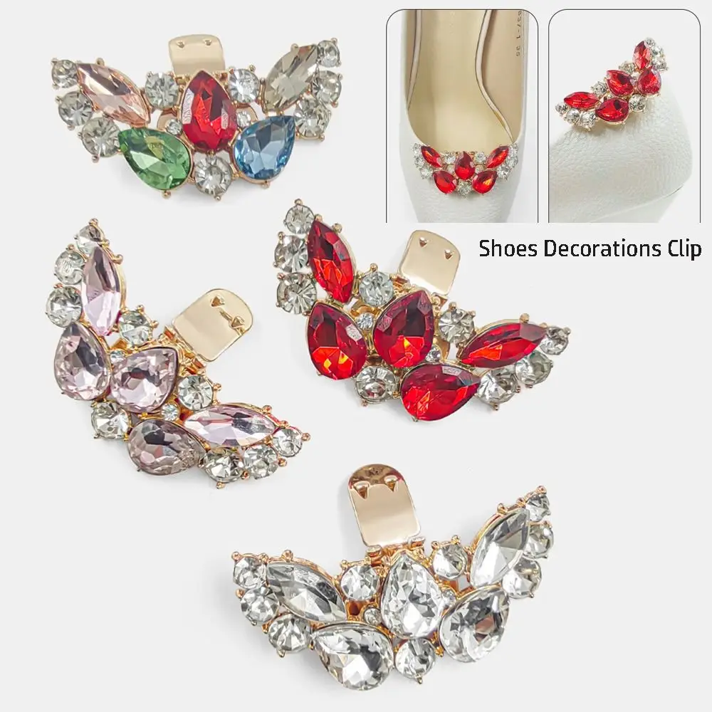 1 Pair Shiny Rhinestone Women's Shoe Buckle Metal Clamp Shoes Charm Buckle Shoes Clips Removable Shoes Decorations Clip Wedding