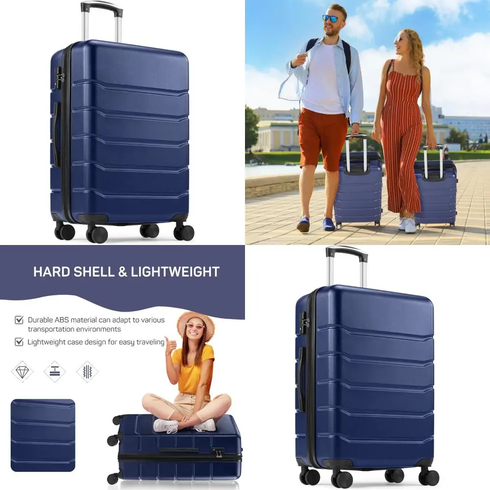 

Синий 28-дюймовый дорожный чемодан — чемодан большой вместимости для отпуска и деловых поездок