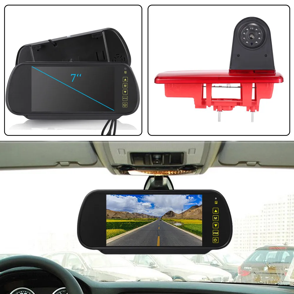 

Navinio CCD Chip Car rear view camera +7"Mirror for Nissan NV300 ab 08/2014 Business brake stop lamp light HD waterproof