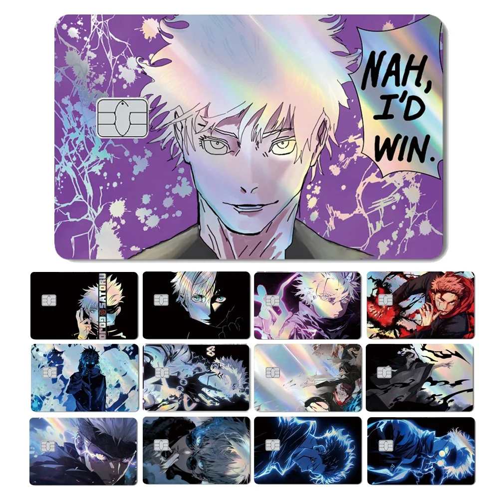 100 % neue Anime Jujutsu Kaisens Gojo Holographic Laser Shinny Front Credit Debit Bank Card Sticker Film Skin Cover