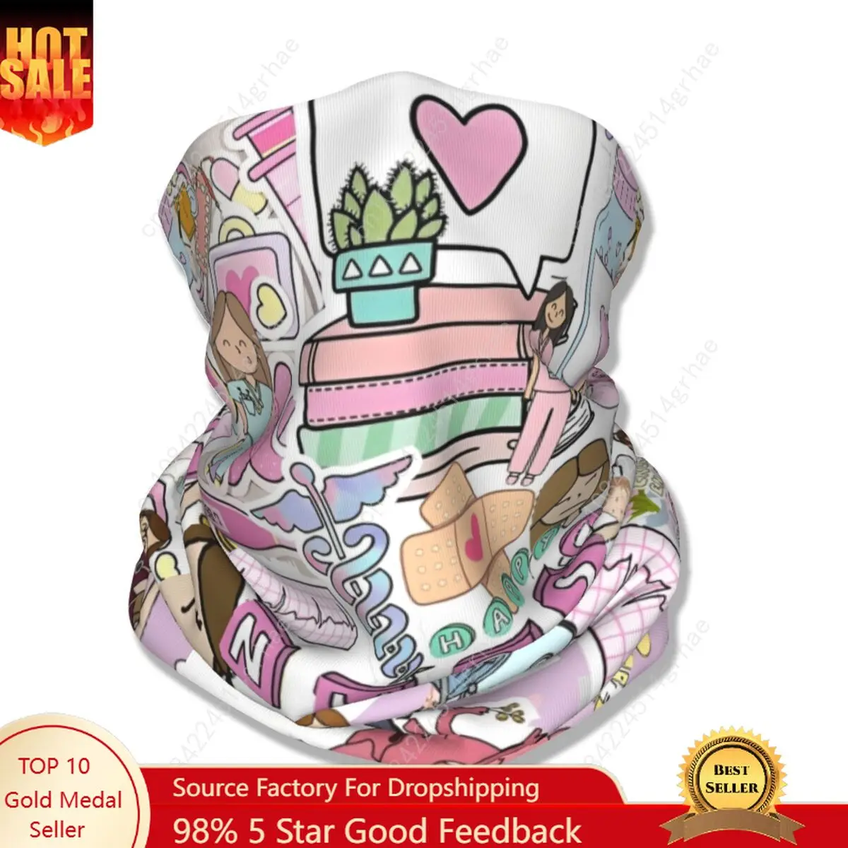 

Enfermera En Apuros Nurse Pattern Bandana Neck Gaiter Printed Face Scarf Multifunctional Headwear Riding Unisex Adult Windproof