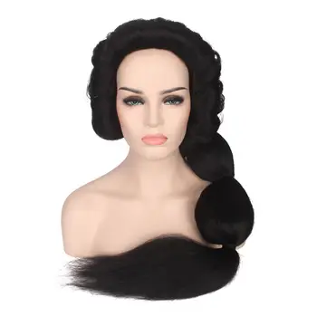 長款黑色合成假髮,波浪捲髮,適合女性角色扮演、公主裝扮、萬聖節派對、化裝舞會等場合,耐熱纖維材質。 8 最佳銷售 公主假髮 - №4