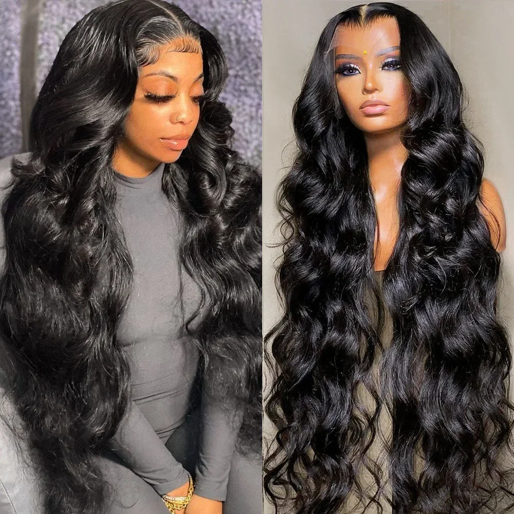 13x4 13X6 Body Wave Glueless Wig Lace Front Human Hair Wig PrePlucked Bling Hair Peruvian Remy Transparent  4x4 Lace Closure Wig