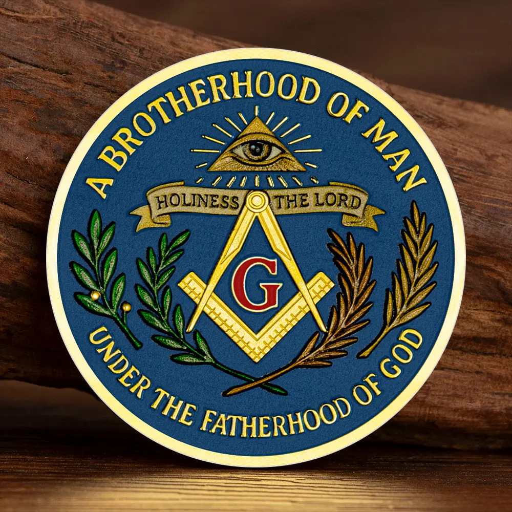 A Brotherhood of Man Under The Fatherhood of God Souvenir Coin Freemason Gold Plated Collection Coin