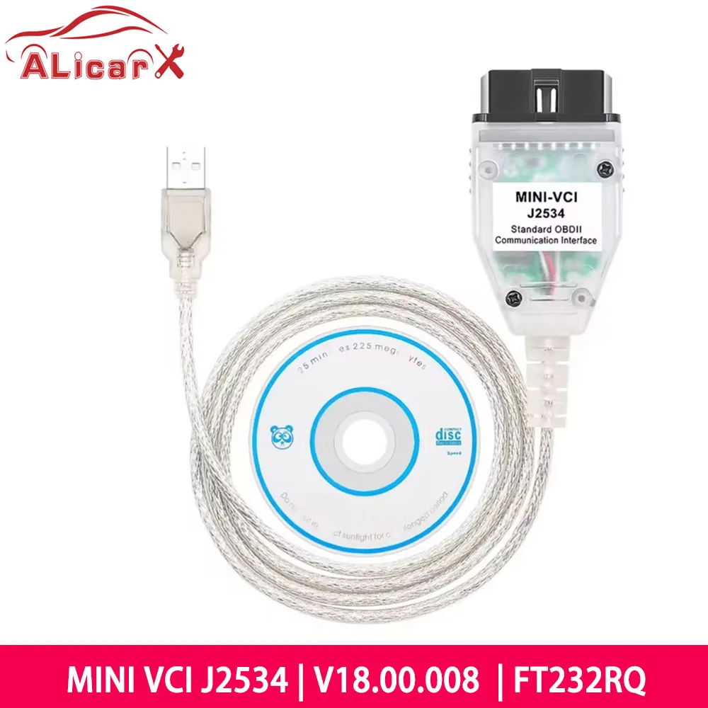 FT232RQ Chip MINI VCI J2534 For T0yota Techstream V18.00.008 Car Diagnostic Cable Auto Diagnostic Scanner OBD2 Diagnostic Tool