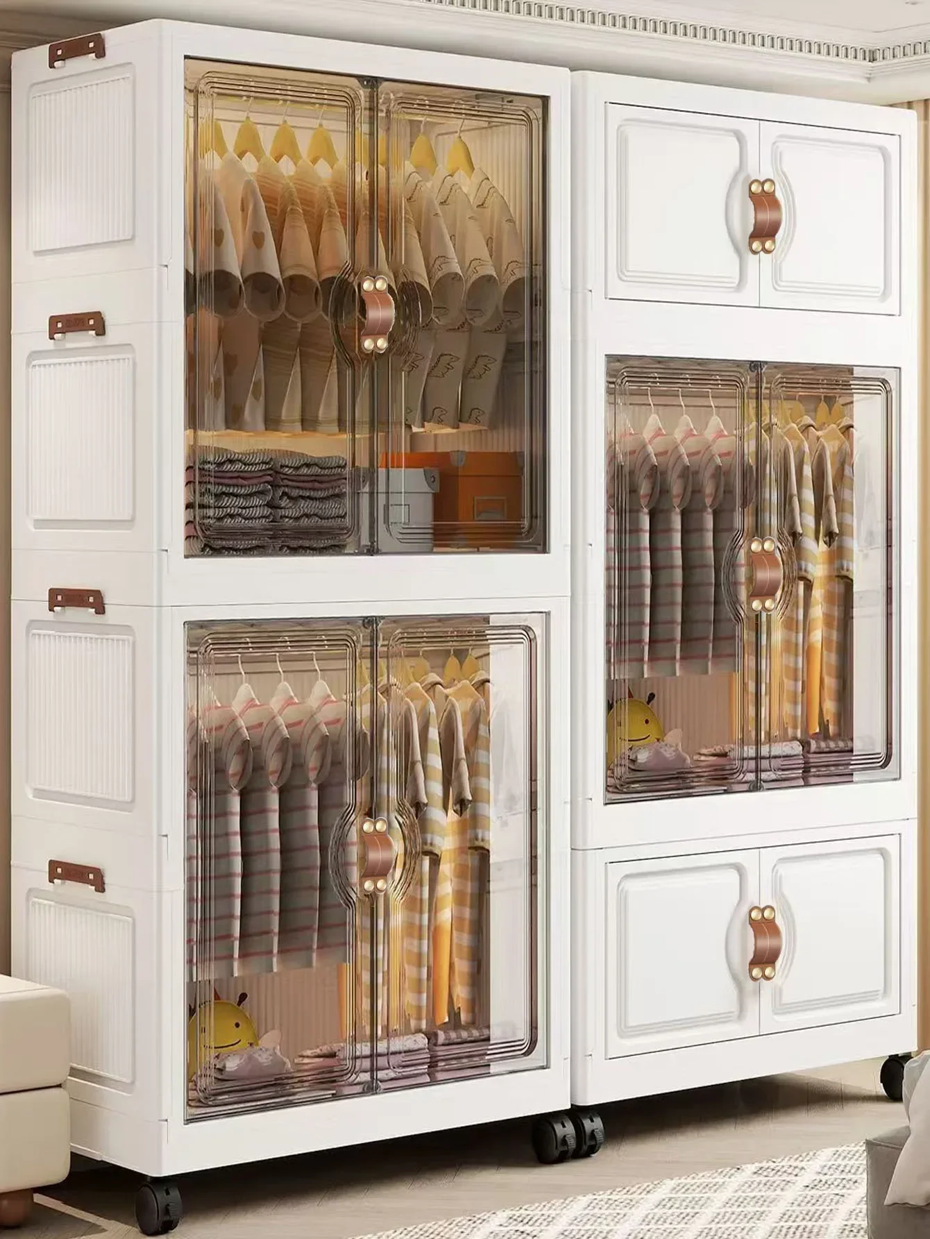 Multifunktionaler Großer Staubdichter Kleiderschrank Faltbarer Aufbewahrungsschrank Organizer Schließfach