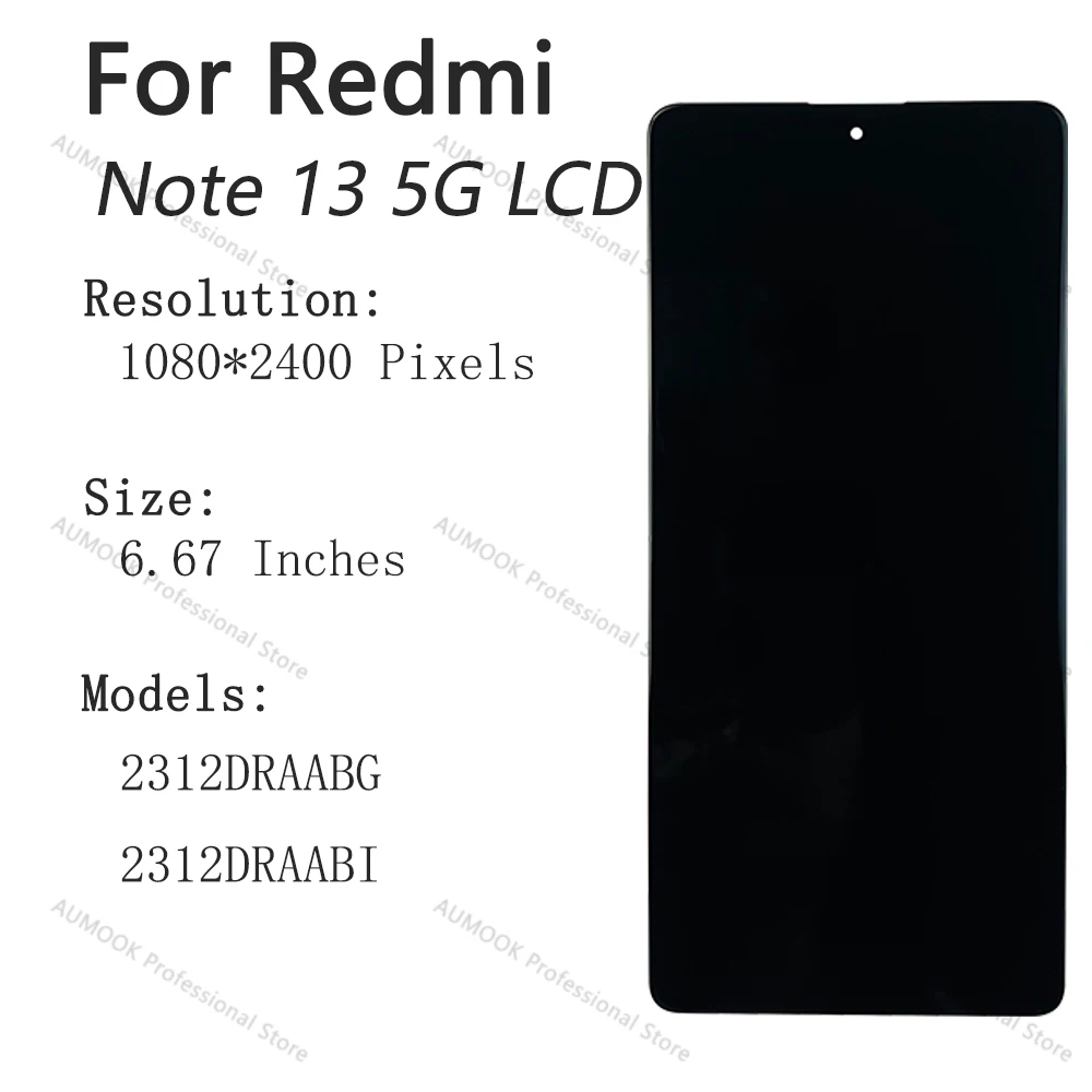 New Tested For Xiaomi Redmi Note 13 2312DRAABG LCD Display Touch Screen For Redmi Note 13 5G 2312DRAABI LCD Screen Replacement