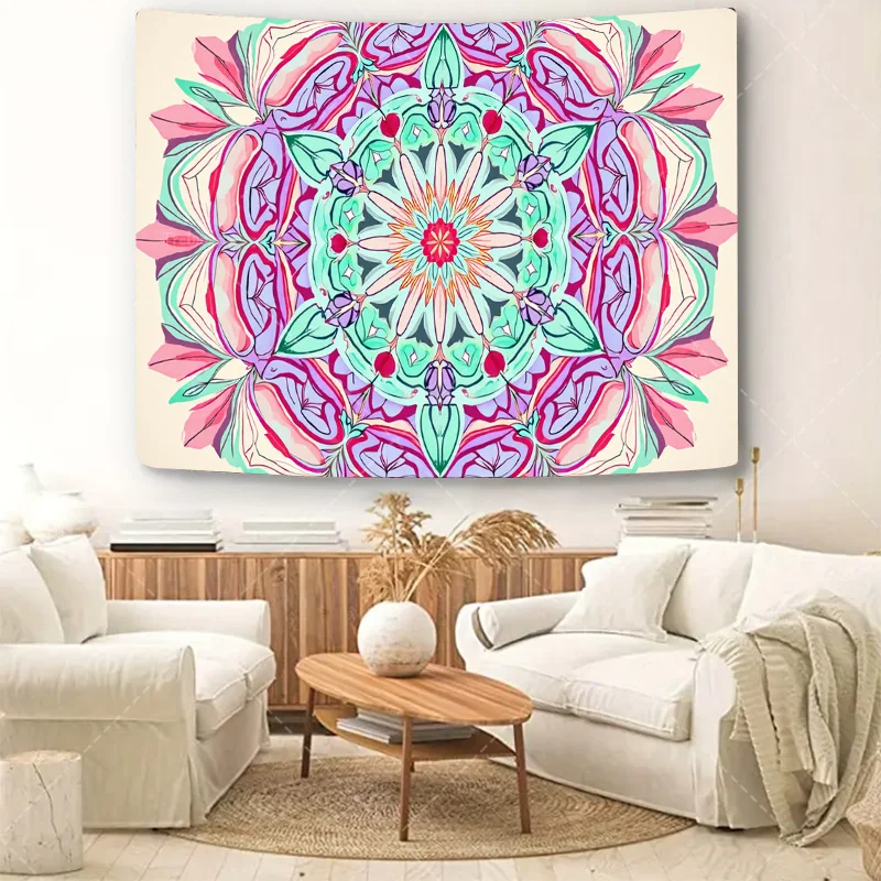 1 قطعة نسيج الجدار بوهو الأزهار ماندالا نسيج لديكور الحائط ، فن غرفة النمط البوهيمي #5