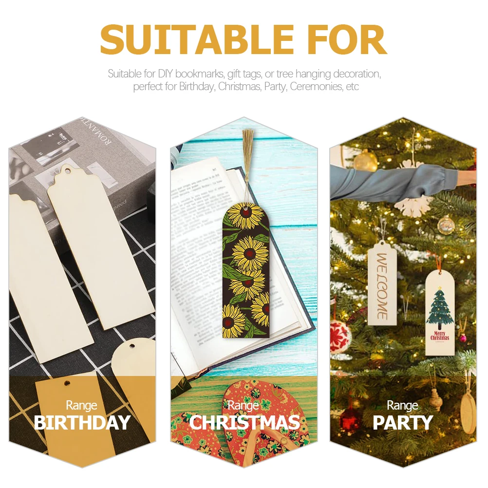 Segnalibri in legno Etichette artigianali fai-da-te vuote non finite Studenti Indicatori di lettura Etichette per libri di qualità premium Forniture per ufficio