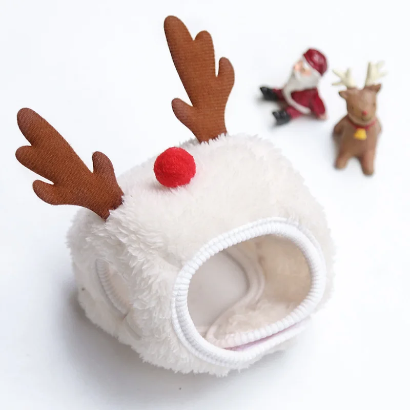 Christmas Pet Hat Cute Antlers Saliva Towel for Dog Cat Clothing Pet Supplies Party Dog Caps Winter Warm Dog Hat Pet Accessories