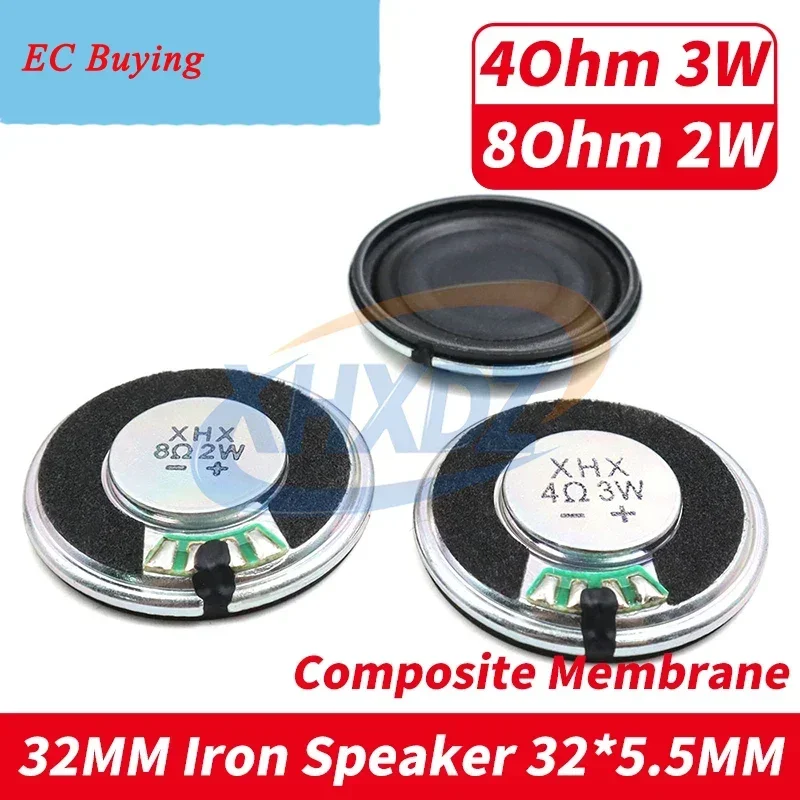 2PCS 32MM Iron Composite Membrane 4 Ohm 3W Speaker 32 MM 8Ohm 2 Watt Speaker Ultra-thin Horn Acoustic Components