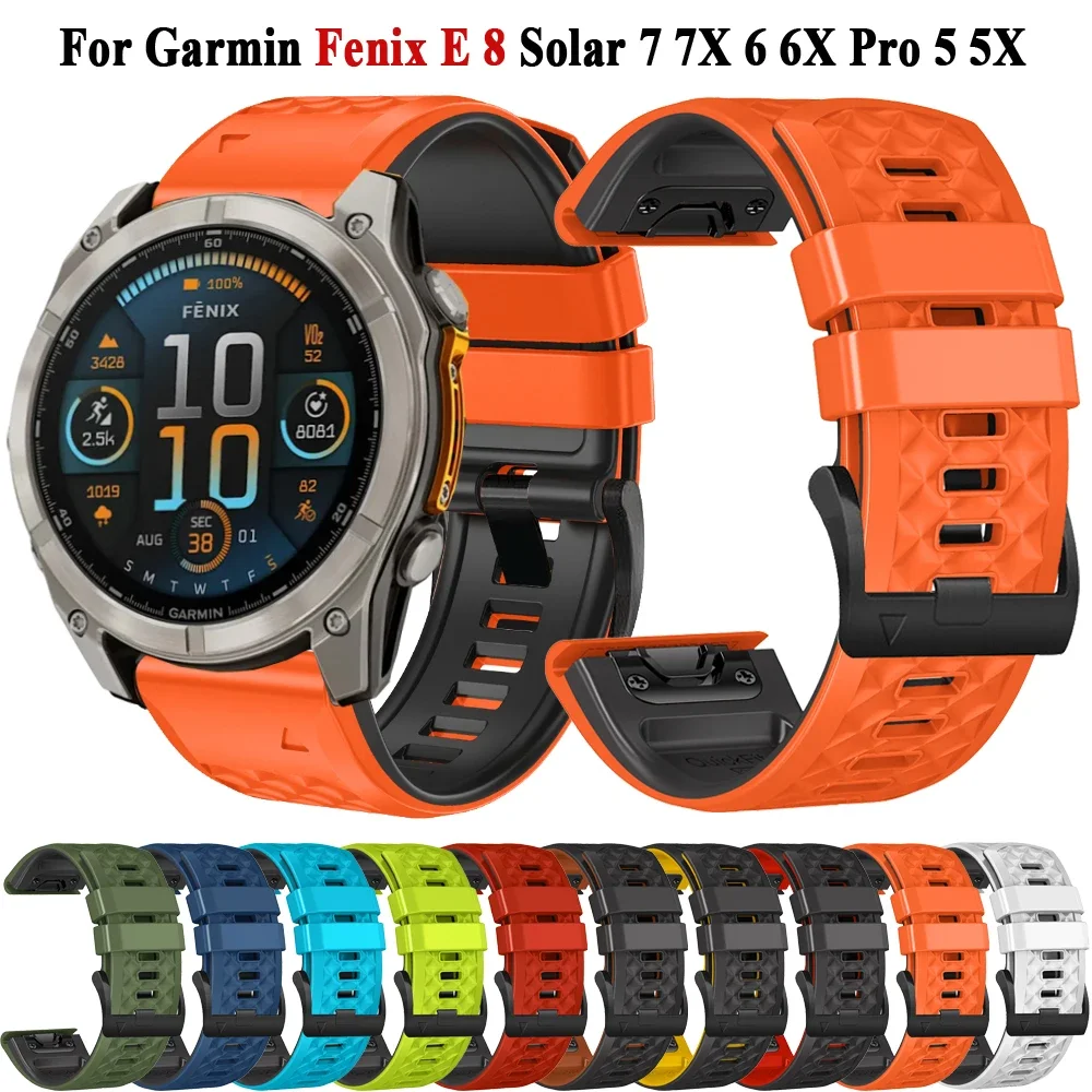 22/26mm Silicone Watch Strap For Garmin Fenix 6X 6 Tactix7 7X 5 5X Plus/Fenix E 8 Epix Pro 47mm 51mm QuickFit Bracelet Watchband