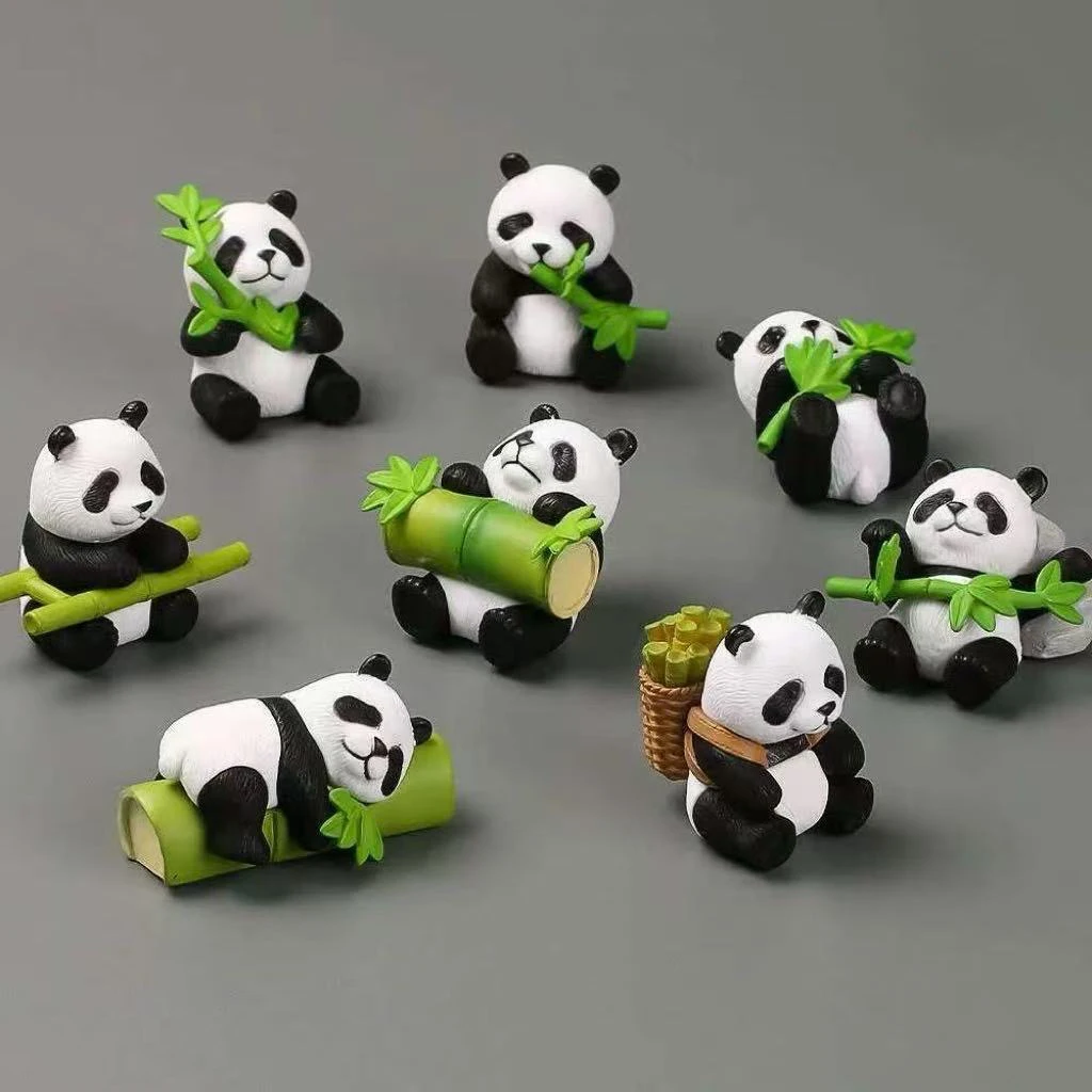 

8 шт., настольная фигурка панды из смолы, имитация милой бамбуковой панды, модель животного, аксессуары, креативное украшение для дома, праздничный подарок
