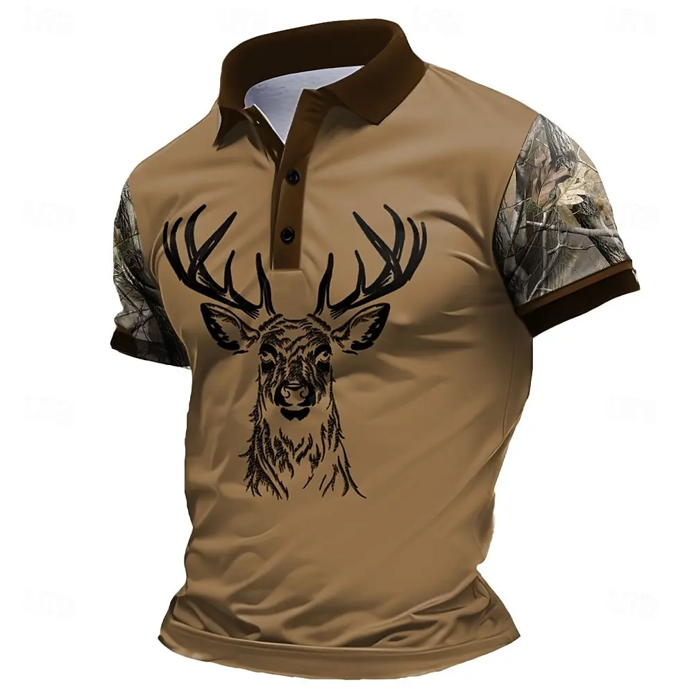 3D Milu Deer Grafik Bedrucktes Y2k Kurzarm-Sweatshirt Modisches Polohemd Lockeres Herren-Oberteil Lässiger Pullover Vintage Herrenkleidung – Detail 12