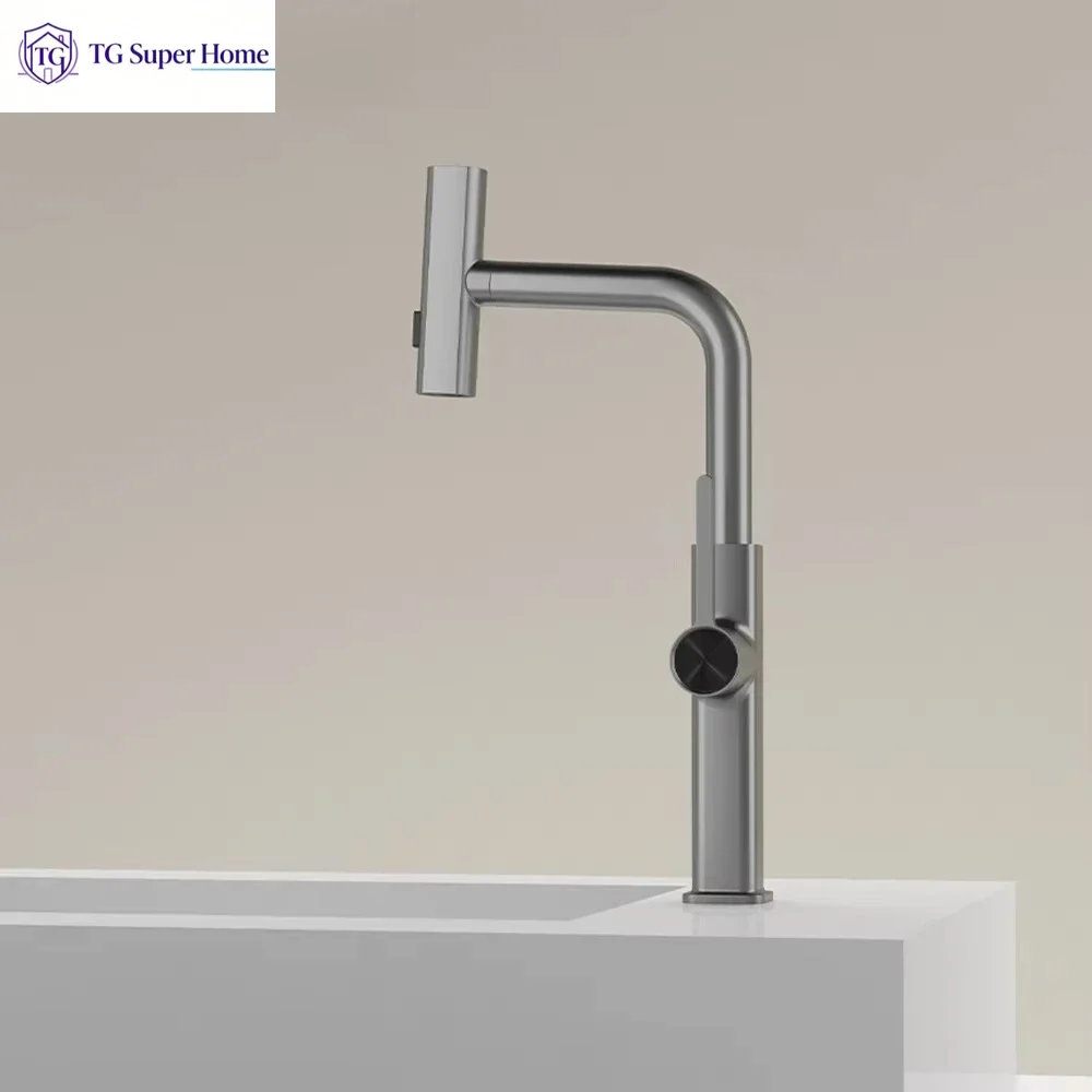 Kitchen Faucet Deck Mounted Pull Out Spout Kitchen Sink Mixer Tap Single Level Stream Sprayer Nozzle Mixer Tap
