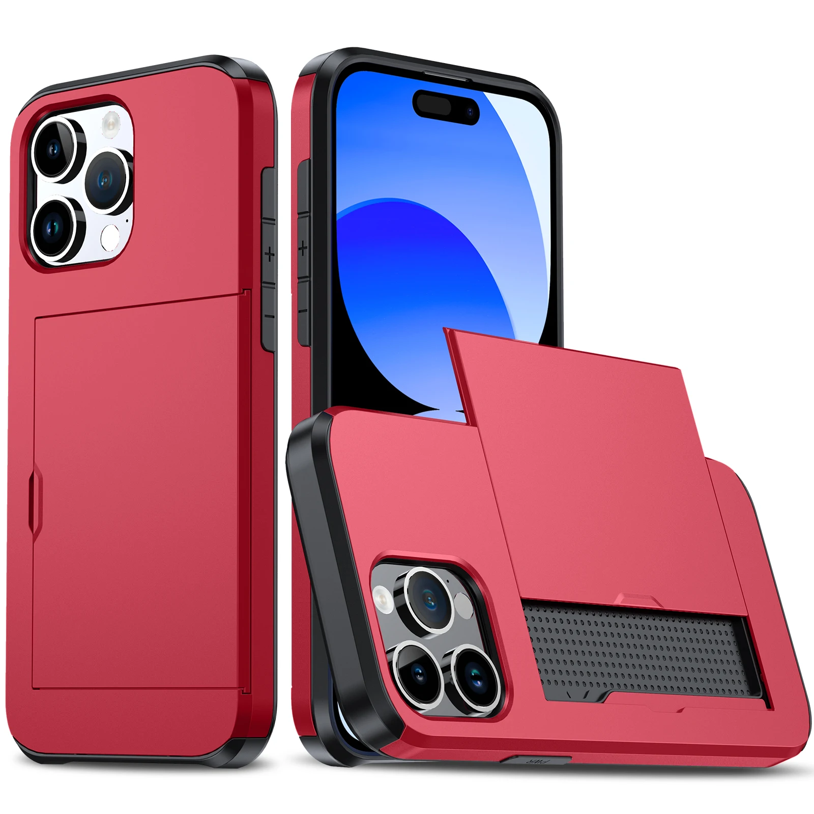 Hülle für iPhone 18 Pro Max 17e 16e 17 Pro Max 16 15 14 13 Brieftasche Kartenhalter Schiebeschlitz Schlanke Hartschale PC Robuste Schutzhülle – Detail 12