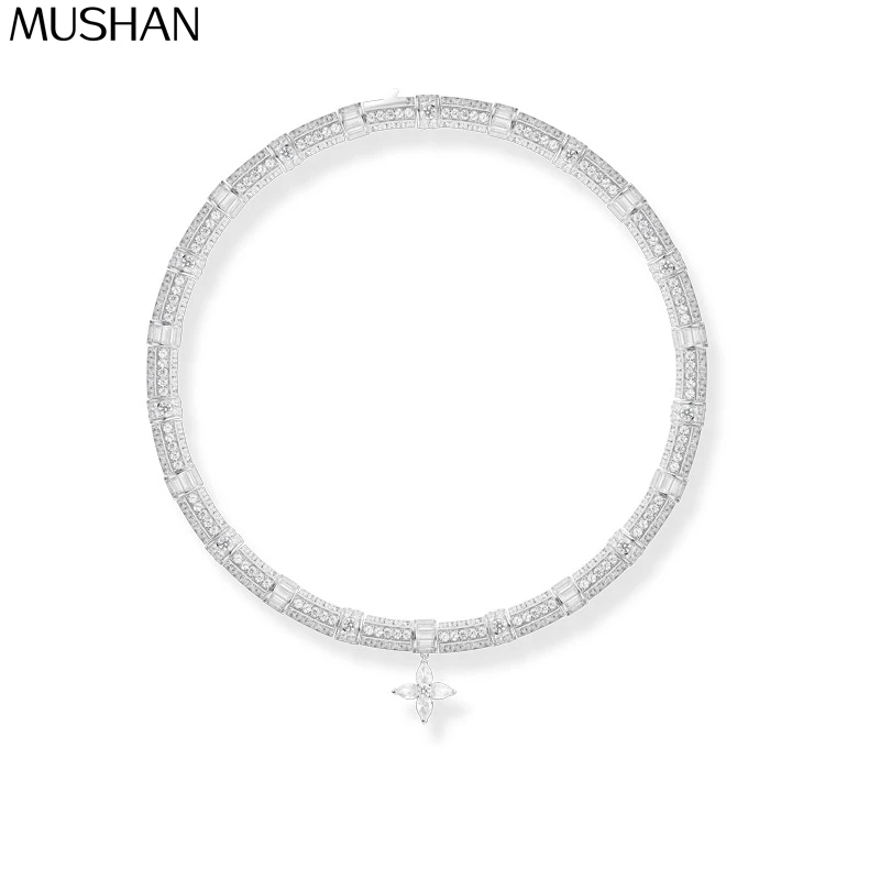 

MS Luxury Jewelry New And Old Style Flower Choker 925 Silver High End Elegant Lady'S Evening Dress Women'S Floral Necklace