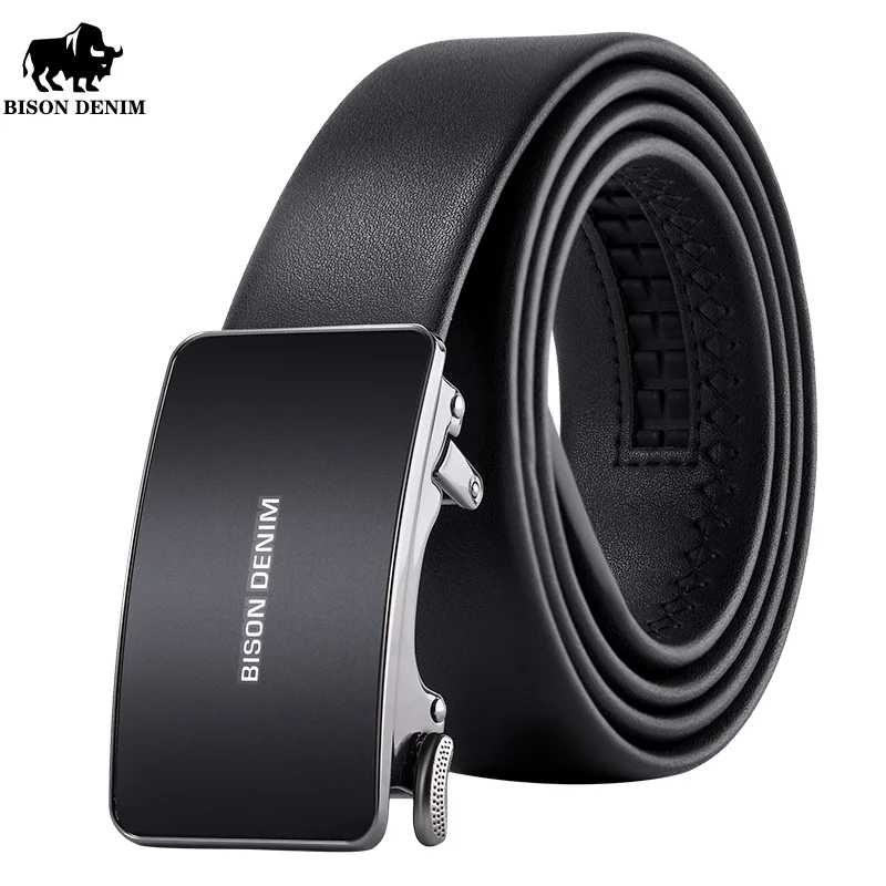 حزام جلد أصلي من الدنيم للرجال ، حزام خصر ، مشبك معدني أوتوماتيكي ، علامة تجارية فاخرة ، جودة عالية ، ذكر