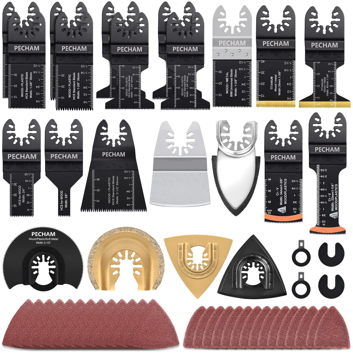 

104-Piece Oscillating Tool Blade Set for Wood & Metal Cutting, Titanium Quick Tooth, Fits Multiple Tools