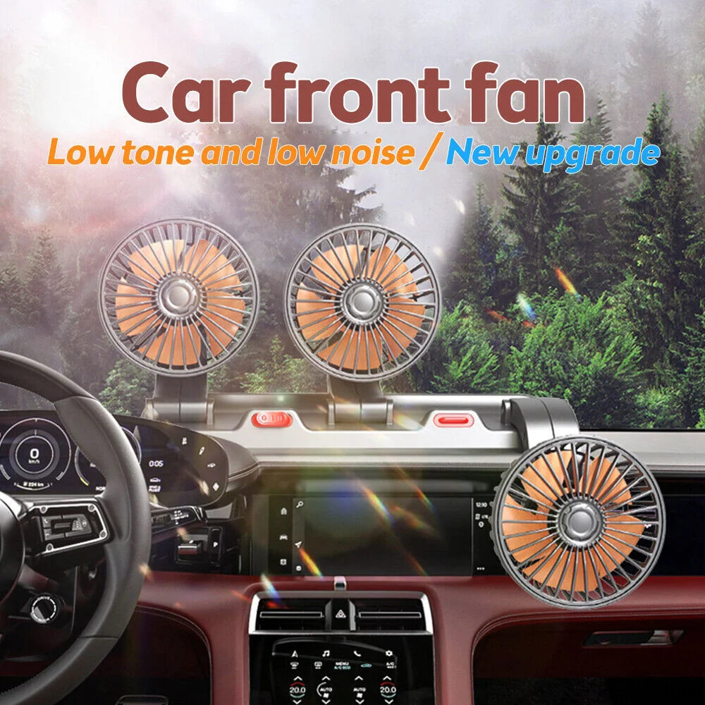 12V 24V Autoventilator 3 Köpfe 360 ° Einstellbarer, automatisch kühler Lüfter mit geringem Geräuschpegel, multifunktionaler Lüfter mit temporärer Parkkarte für Fahrzeuge. – Detail 1