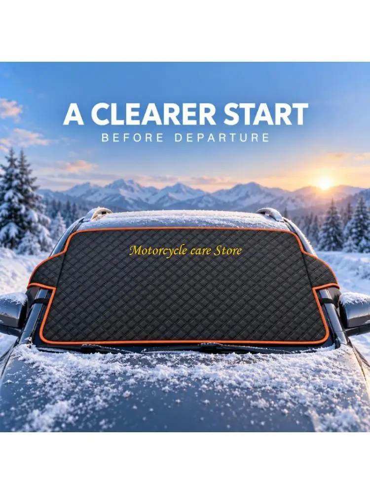 U75F Four-Layer Windshield Snow Cover with Aluminum Film, Cotton Layers, Soft Nonwoven Lining, and Tool-Free Door Flaps for