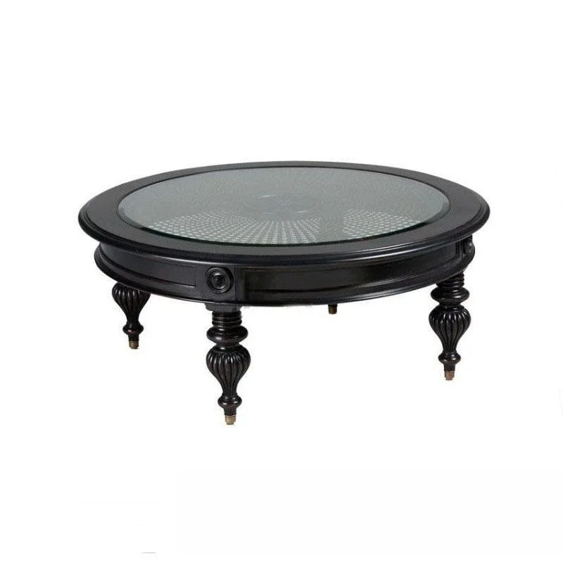 

American solid wood retro carved coffee table French log carved coffee table