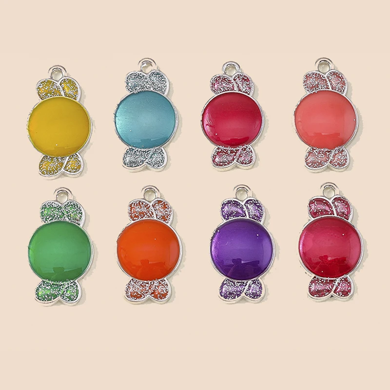 Leslie 10pcs 7 colors Trick or Treat Halloween Candy Charms Cute Colorful Sugar Charms for Halloween Jewelry Necklaces Earrings