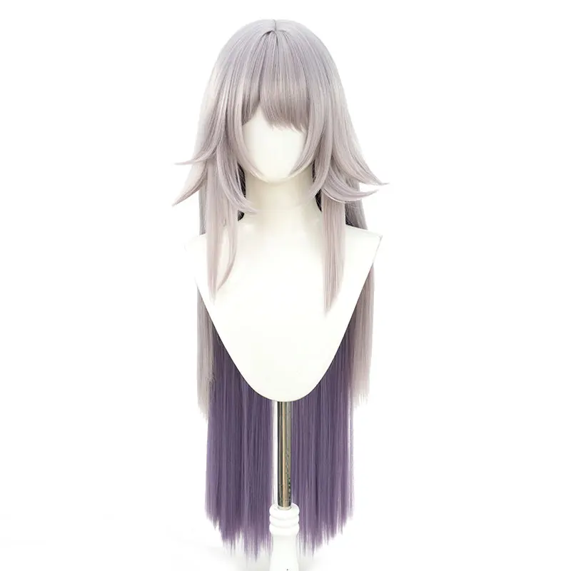 A herta peruca cosplay honkai estrela ferroviário marrom 100cm cabelo longo roxo gradiente herta estação espacial festa de halloween feminino meninas