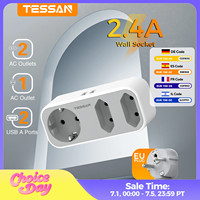TESSAN Multi Wall Socket Extender with 2 USB Ports 2 Euro Sockets 1 Schuko Outlet Wall Double Plug Adapter for Home Office Room