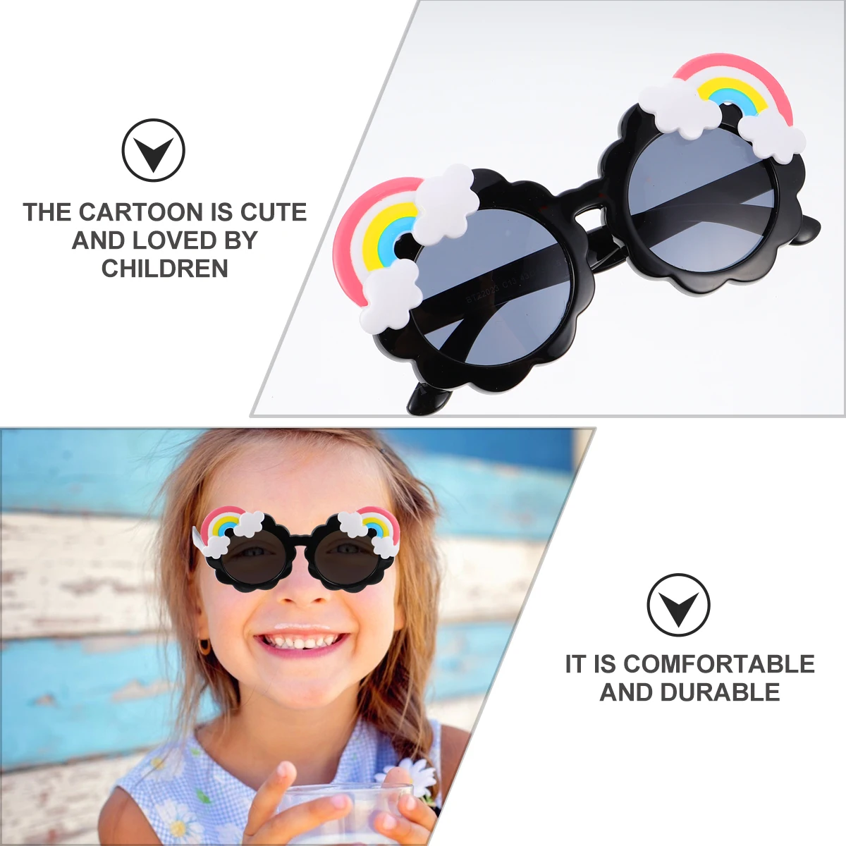 

1pc Children Kid Sunglasses Plastic Rainbow Design Lightweight Durable For Outdoor Activities Kids Accessories