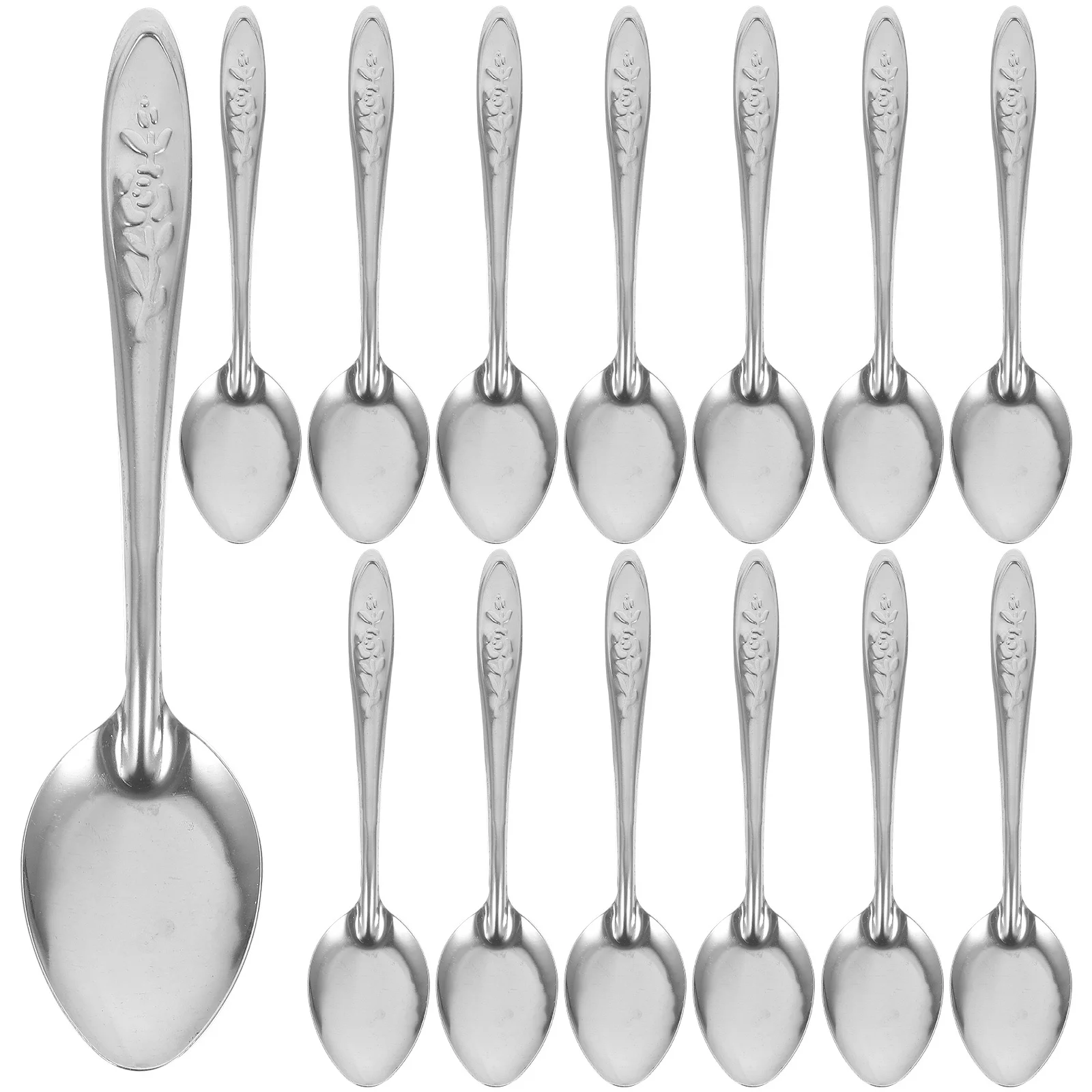 

50pcs Stainless Steel Spoon Long Handle Multi-Functional Dinner Dessert Mixing Soup Stirring Scoop For Tea Ice Cream Yogurt