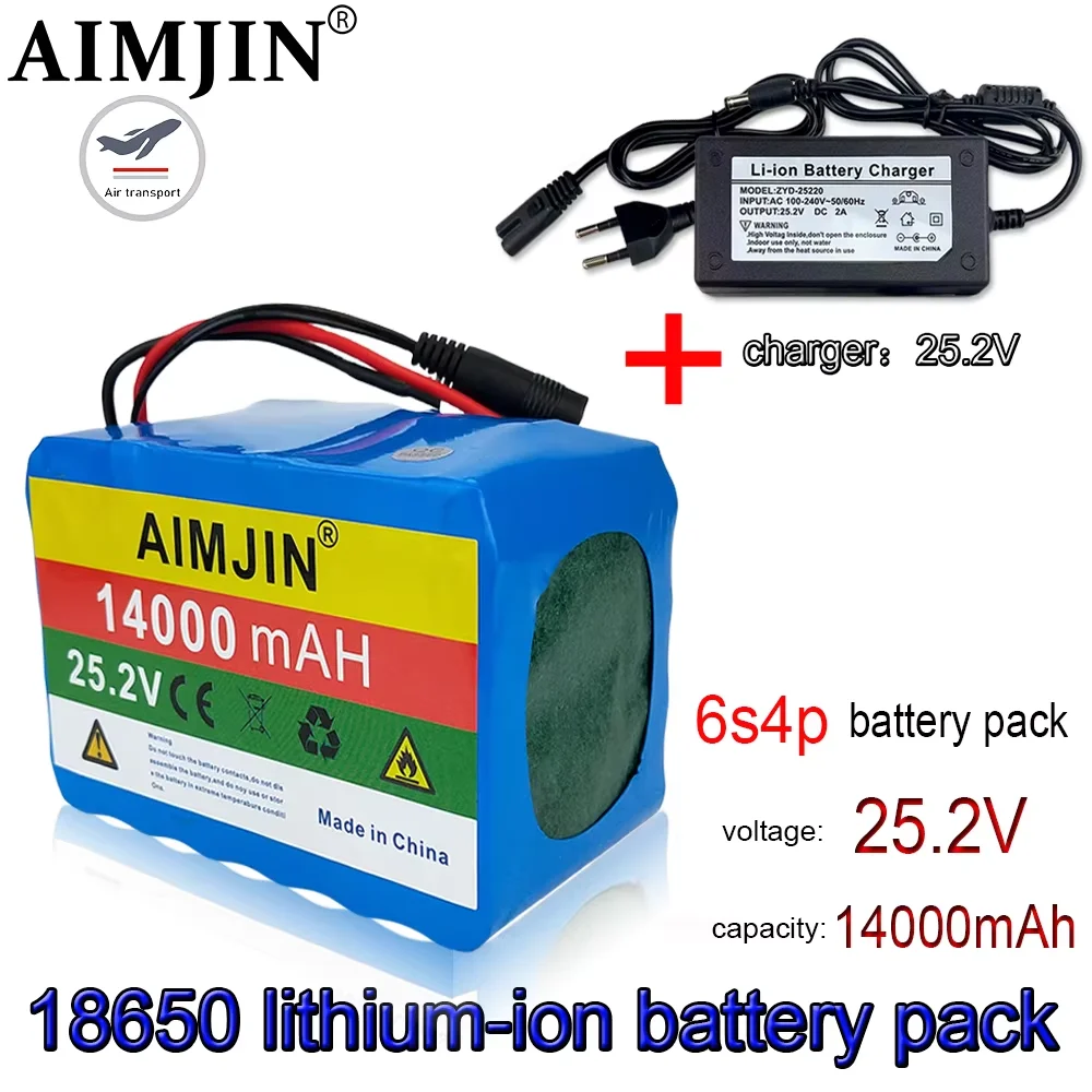 

24V Battery 500W 6S4P Lithium Battery Pack 25.2V 14000mAh for Scooter Ebike Electric Bicycle battery with BMS+Charger