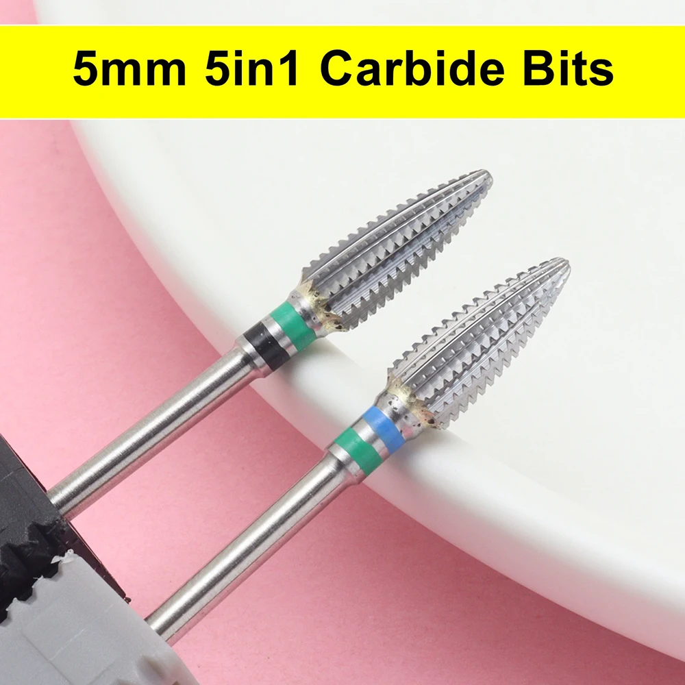 1Pcs 5MM Mini 5in1 Nail Drill Bits,3/32