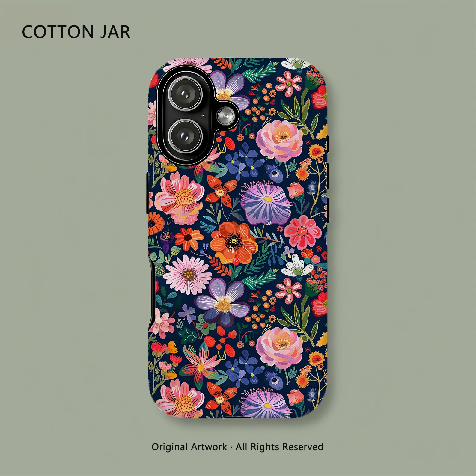 

Botanical Wildflower Garden Magnetic Phone Case For iPhone 17 16 15 14 Pro Max Plus 13 12 Wireless Charging Double Layer