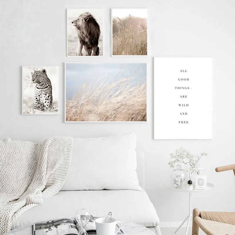 

Canvas Paintings Pastoral Nature Scenery Plants Nordic Animal Reed Quotes Posters Modern Print Pictures For Wall Art Home Decor